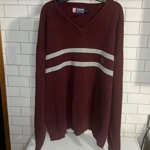 Chaps Ralph Lauren Men’s Sweater Pullover. Burgundy with White Stripes. XXL